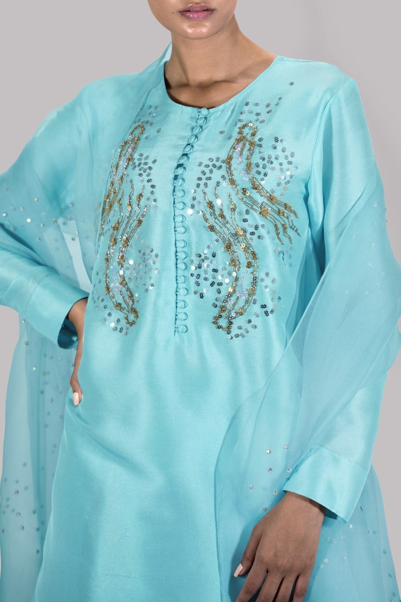 Petit Four Embellished Raw Silk Set