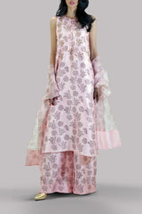 Blushing Bride Block Printed &amp; Embellished Raw Silk Set