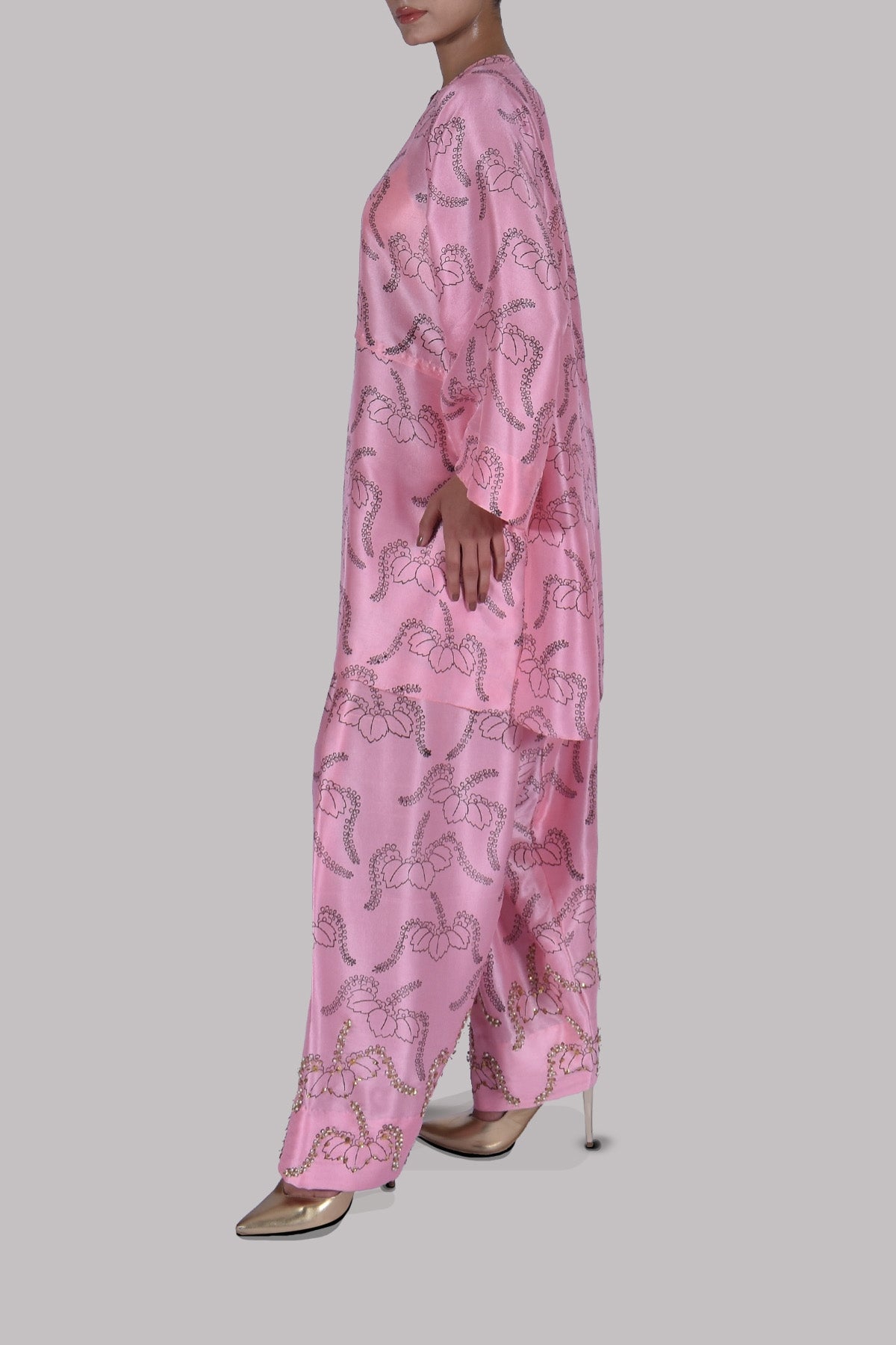 Peony Pink Raw Silk Set
