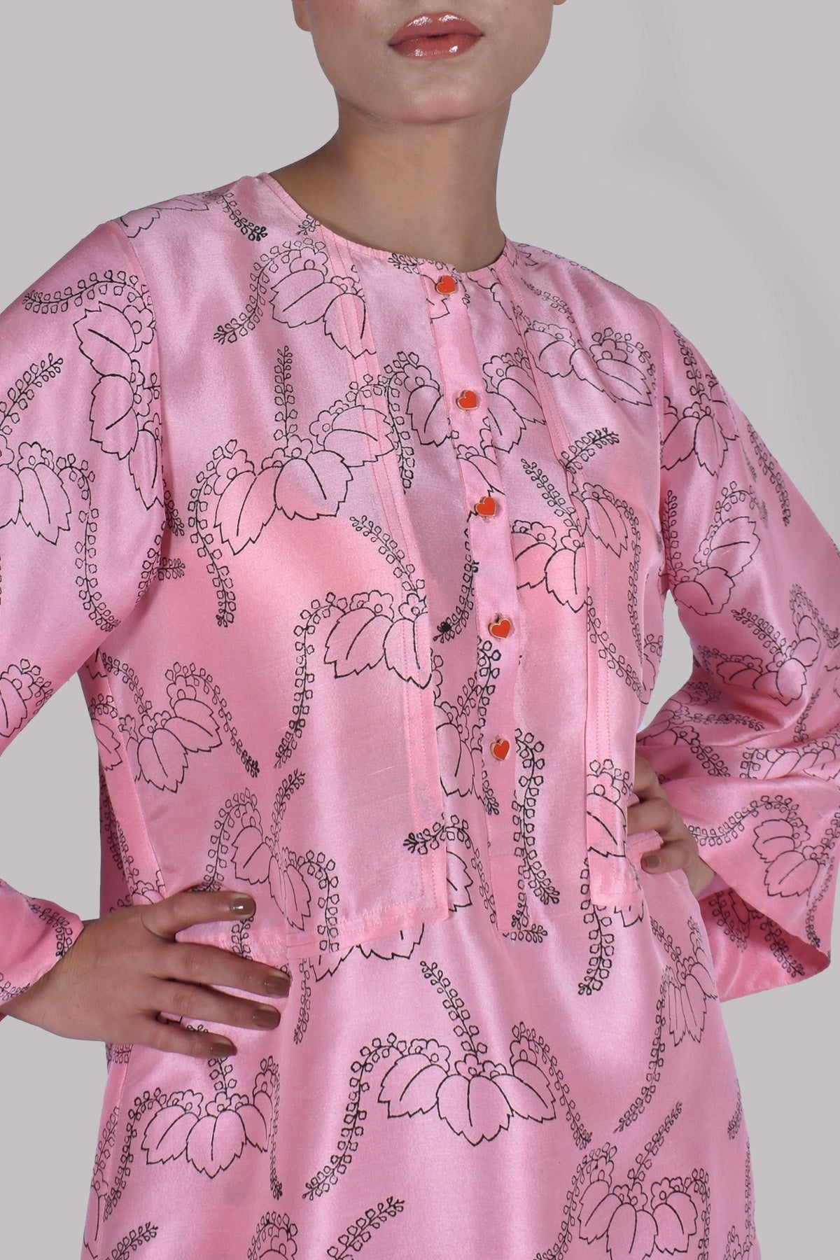 Peony Pink Raw Silk Set