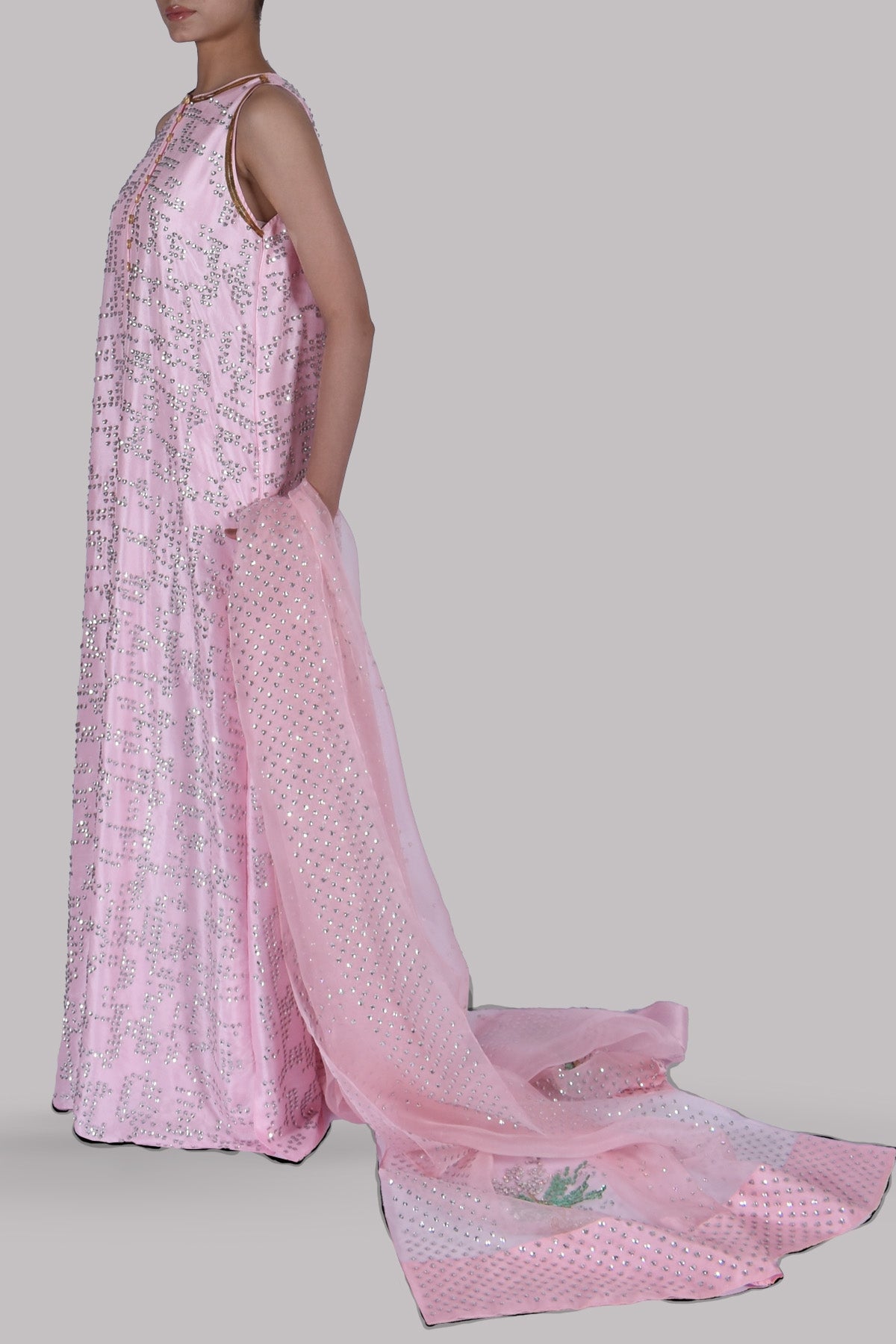 Crystal Rose Embellished Raw Silk Set
