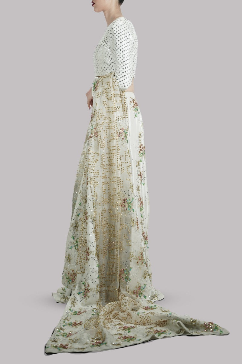 Egret Lahenga Choli Embellished Set