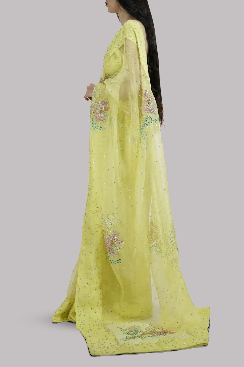 Illuminating Embellished Organza Sari