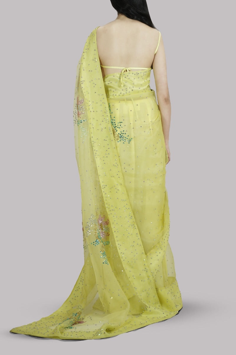 Illuminating Embellished Organza Sari