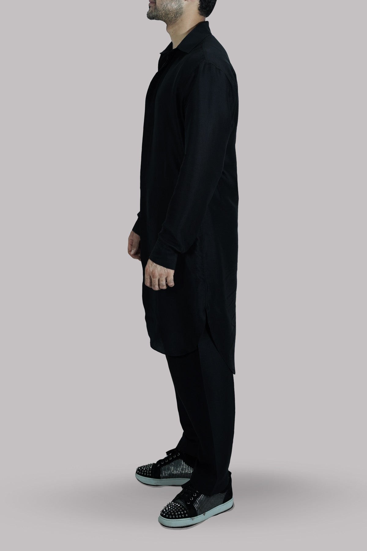 Black Raw Silk Set