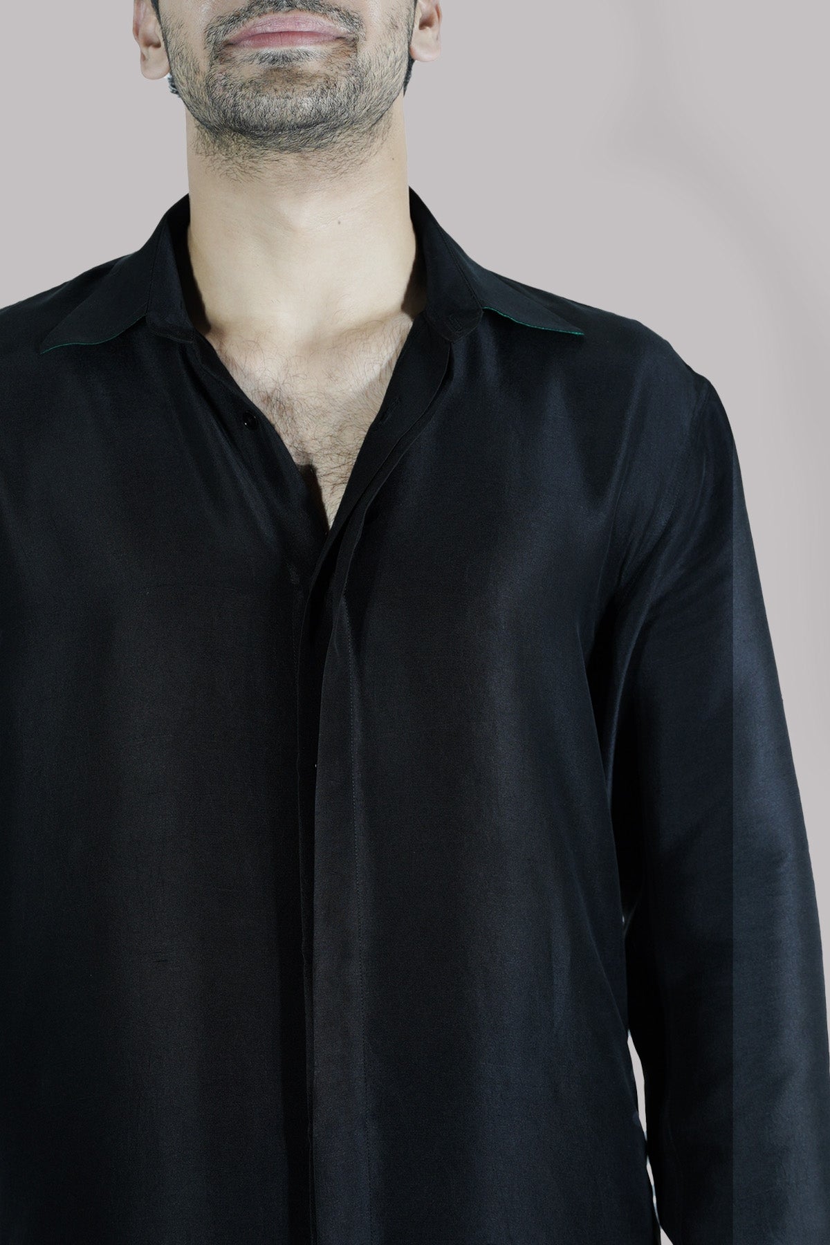 Black Raw Silk Set