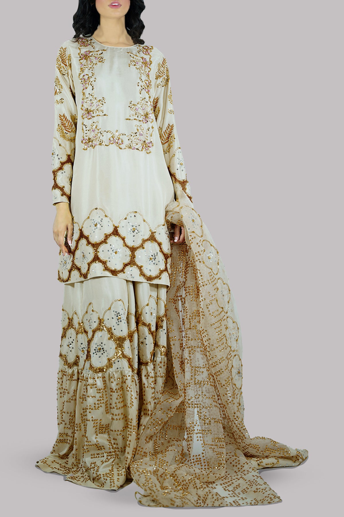 Lamb’s Wool Embellished Gharara Set