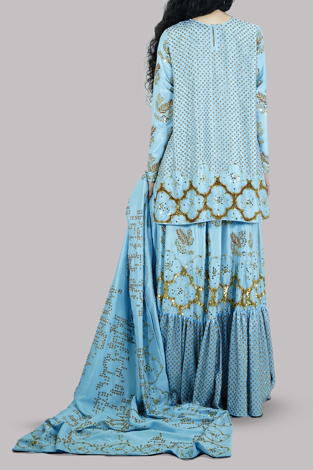 Heritage Blue Embellished Skirt Set