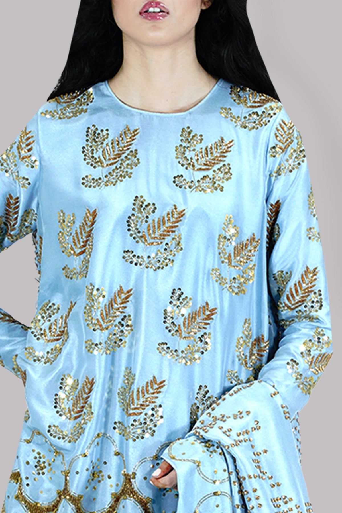 Heritage Blue Embellished Skirt Set