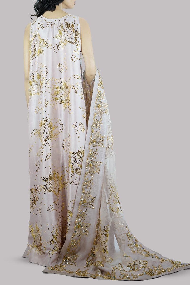 Rose Smoke Embellished Maxi Set