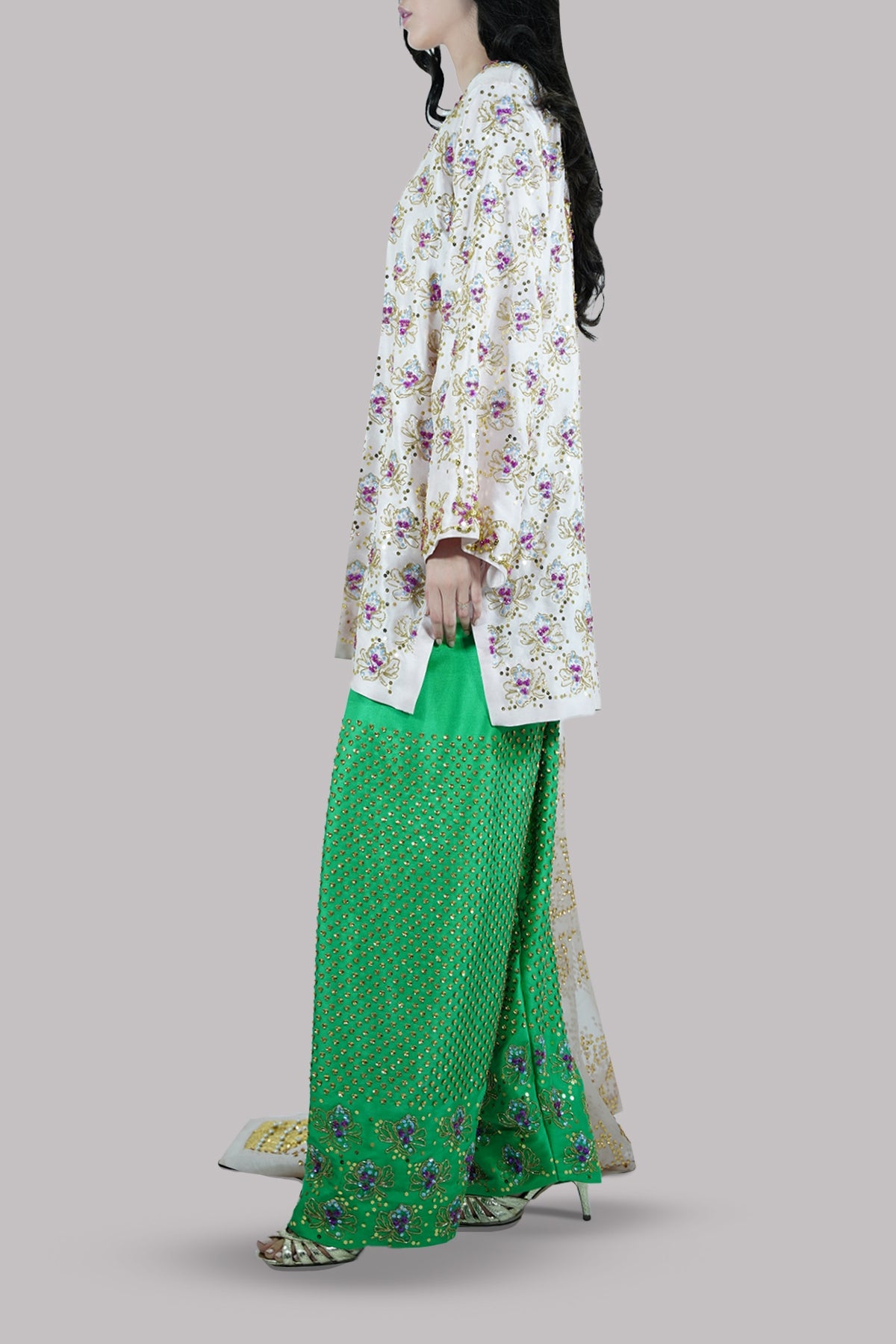 Peach Blush and Deep Mint Embellished Set
