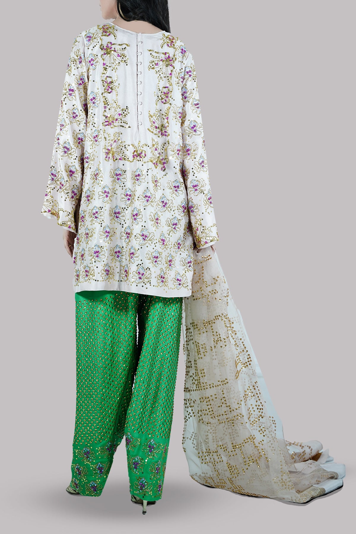 Peach Blush and Deep Mint Embellished Set