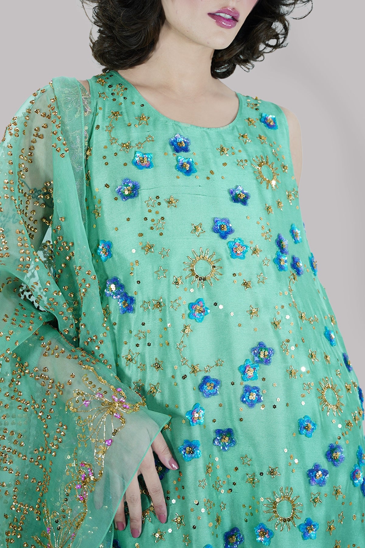 Malachite Green Embellished Maxi Set