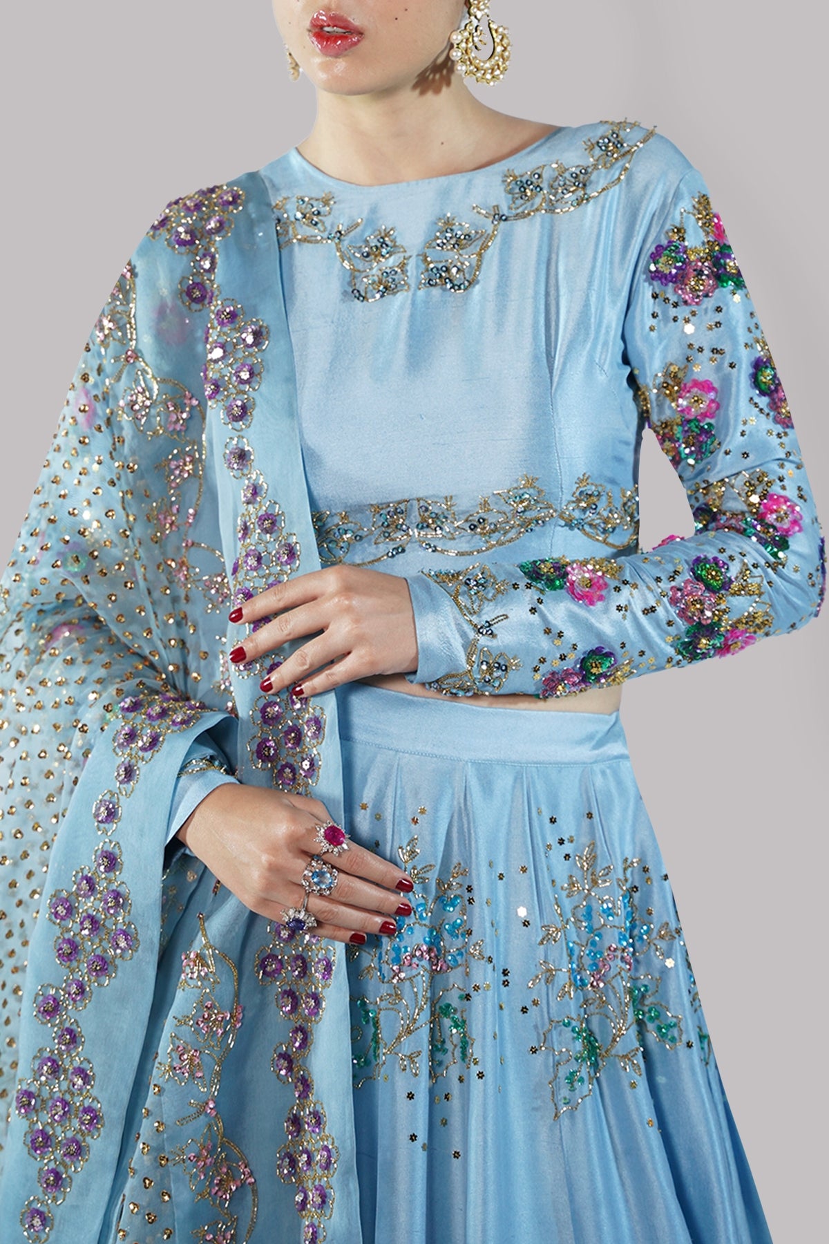Baltic Sea Lehenga Choli Embellished Set