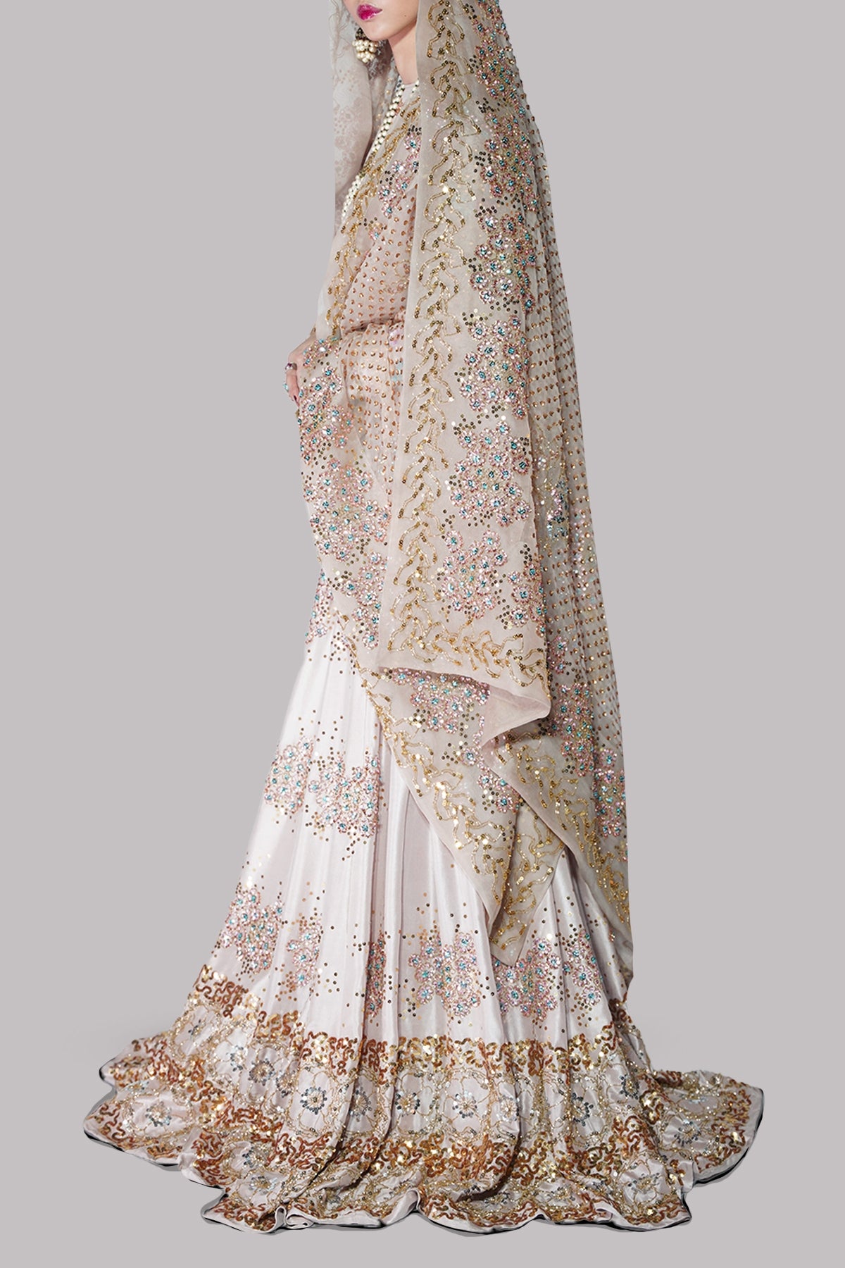 Rose Smoke Lehenga Choli Embellished Set