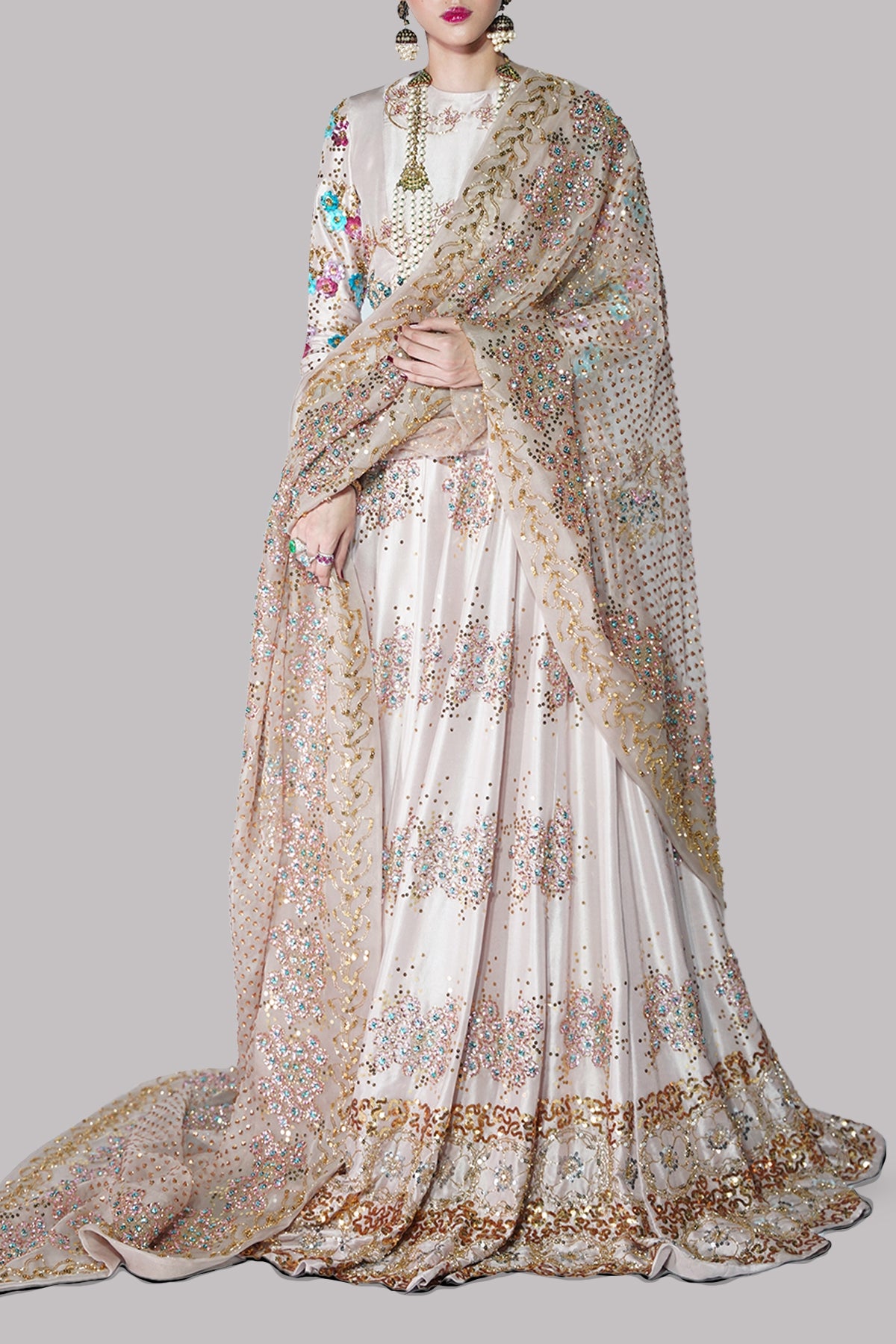 Rose Smoke Lehenga Choli Embellished Set
