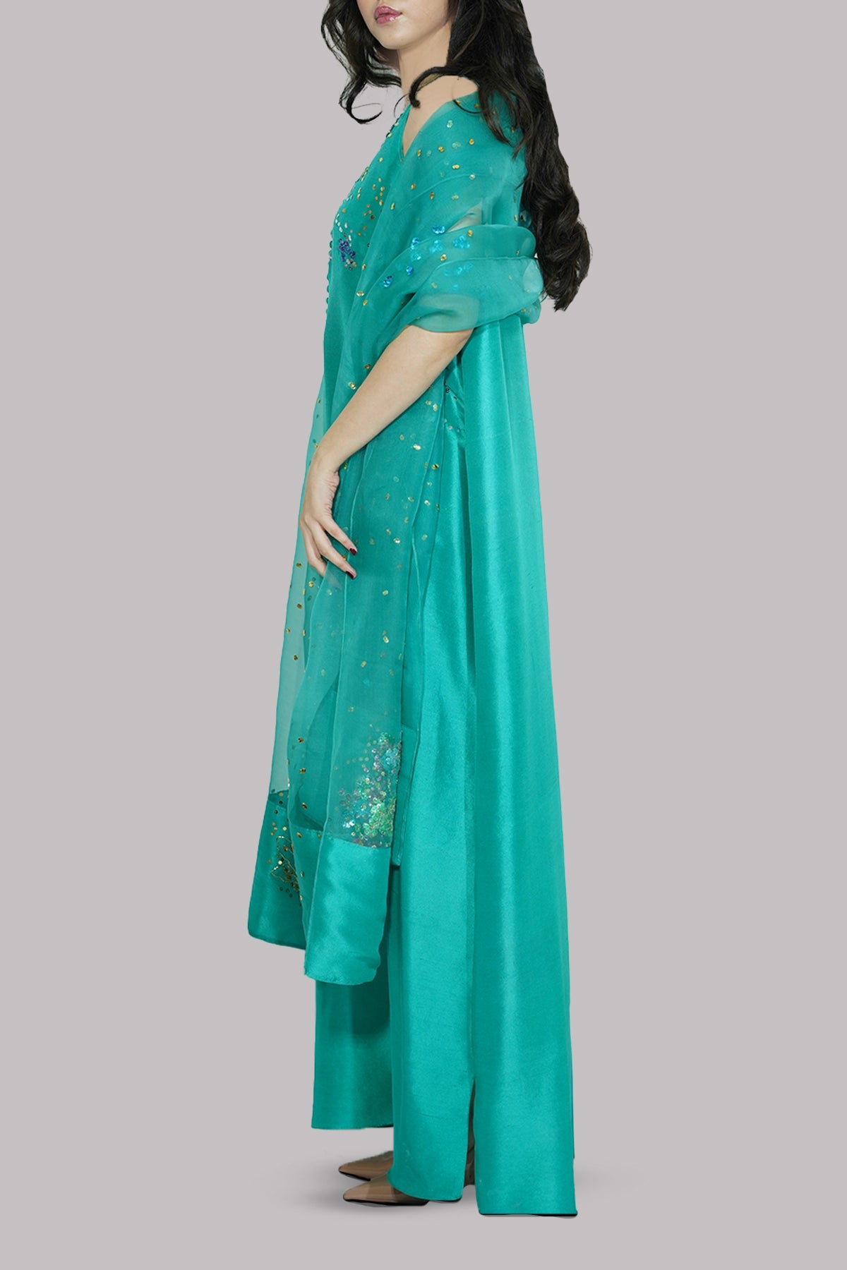 Spectra Green Embellished Maxi Set