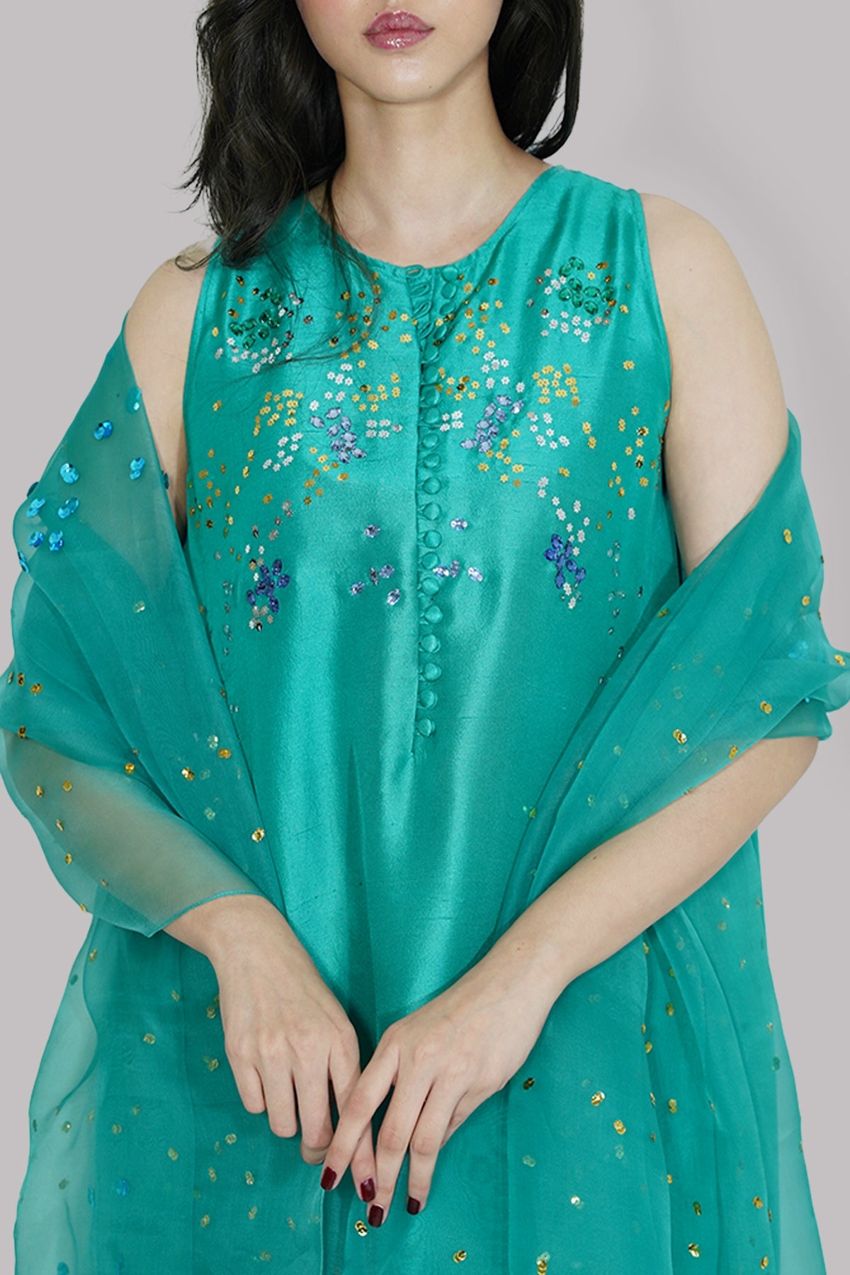 Spectra Green Embellished Maxi Set