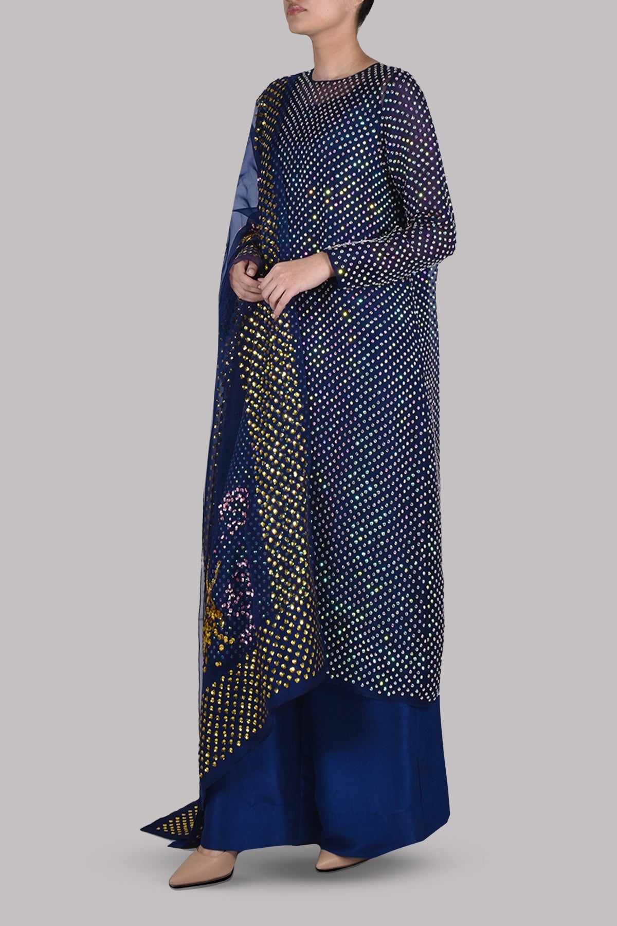 Black Iris Embellished Organza Set