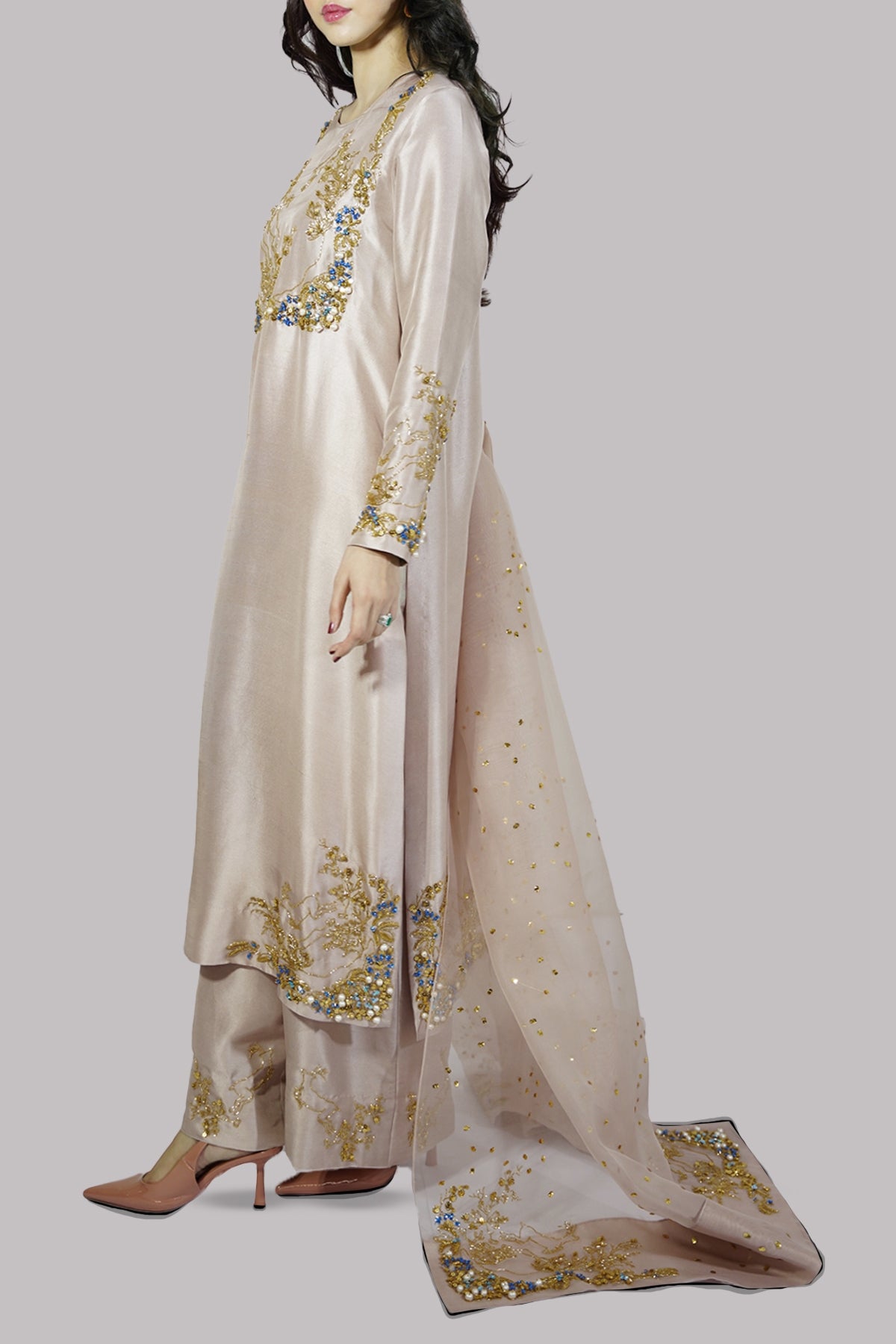 Moonlight Raw Silk Embellished Set