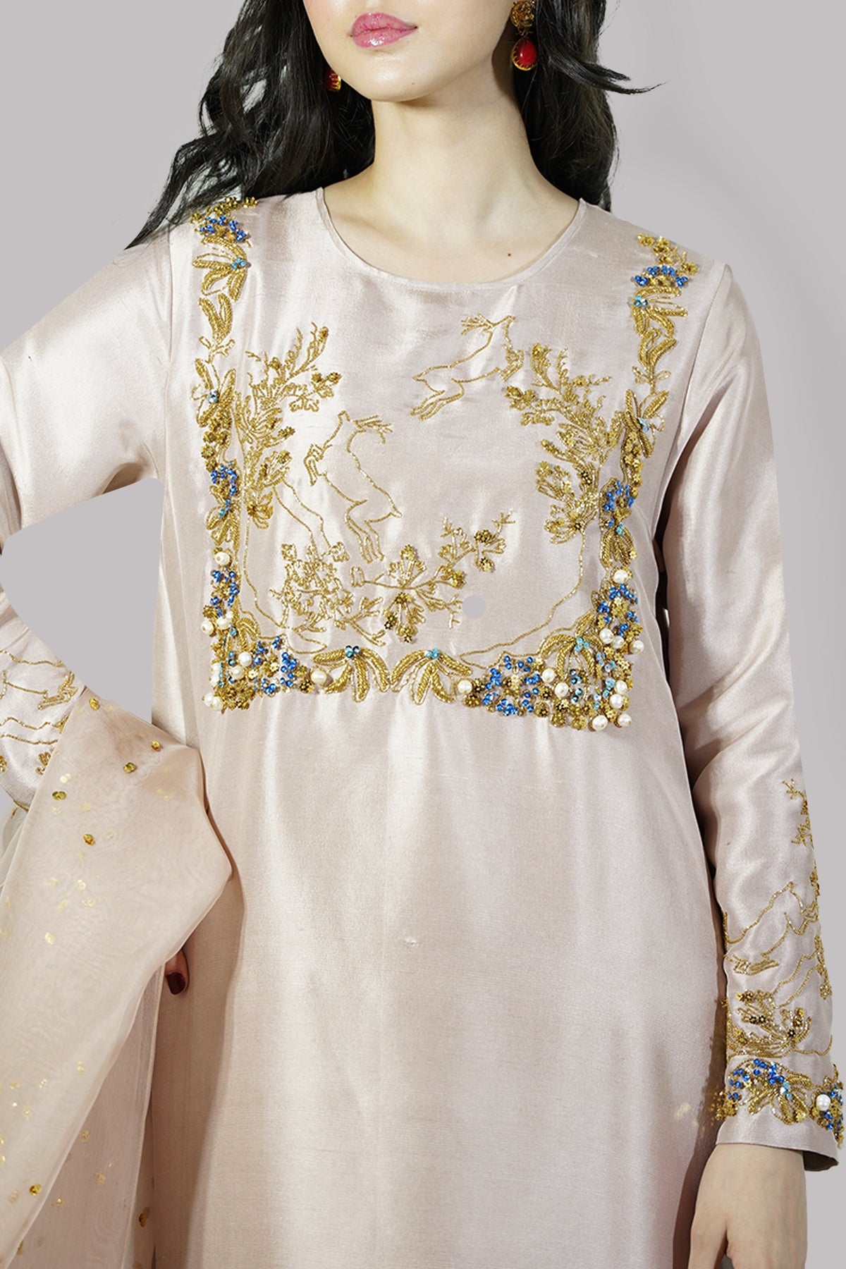 Moonlight Raw Silk Embellished Set