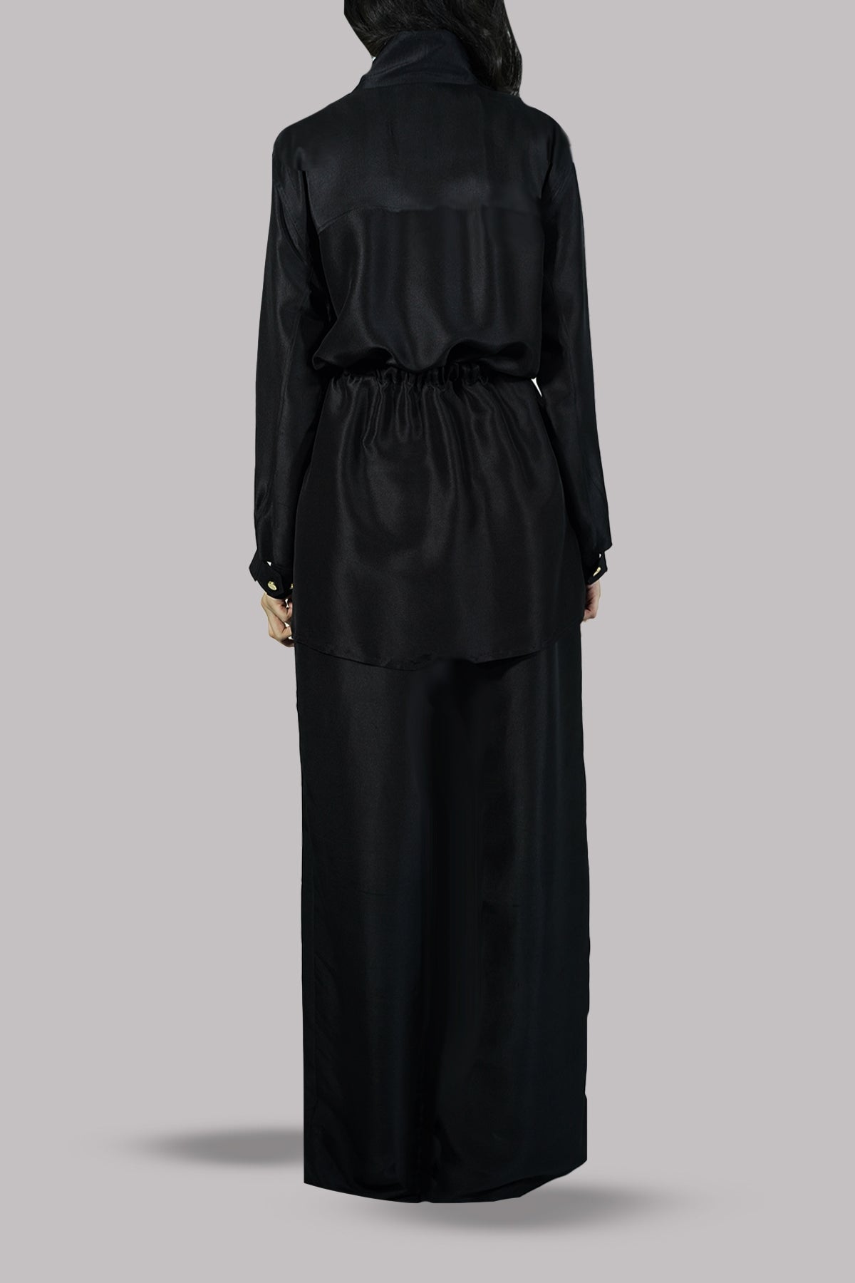 Black Raw Silk Embellished Set