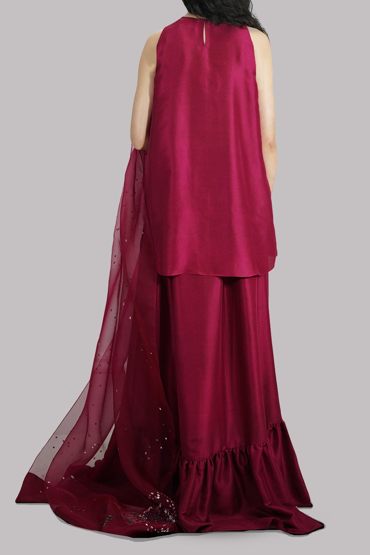 Scooter Red Embellished Raw Silk Set
