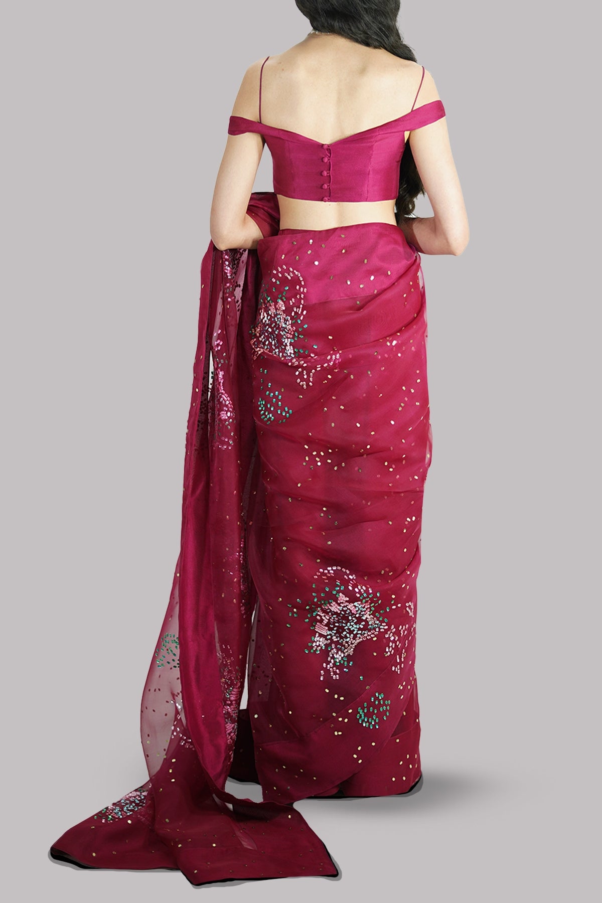 Scooter Red Embellished Organza Sari