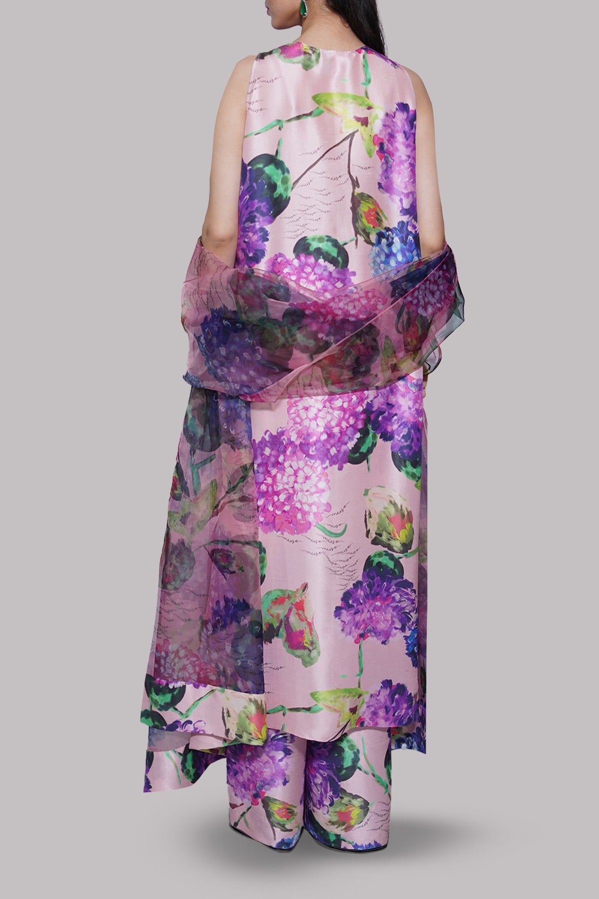 Crystal Rose Printed Raw Silk Set