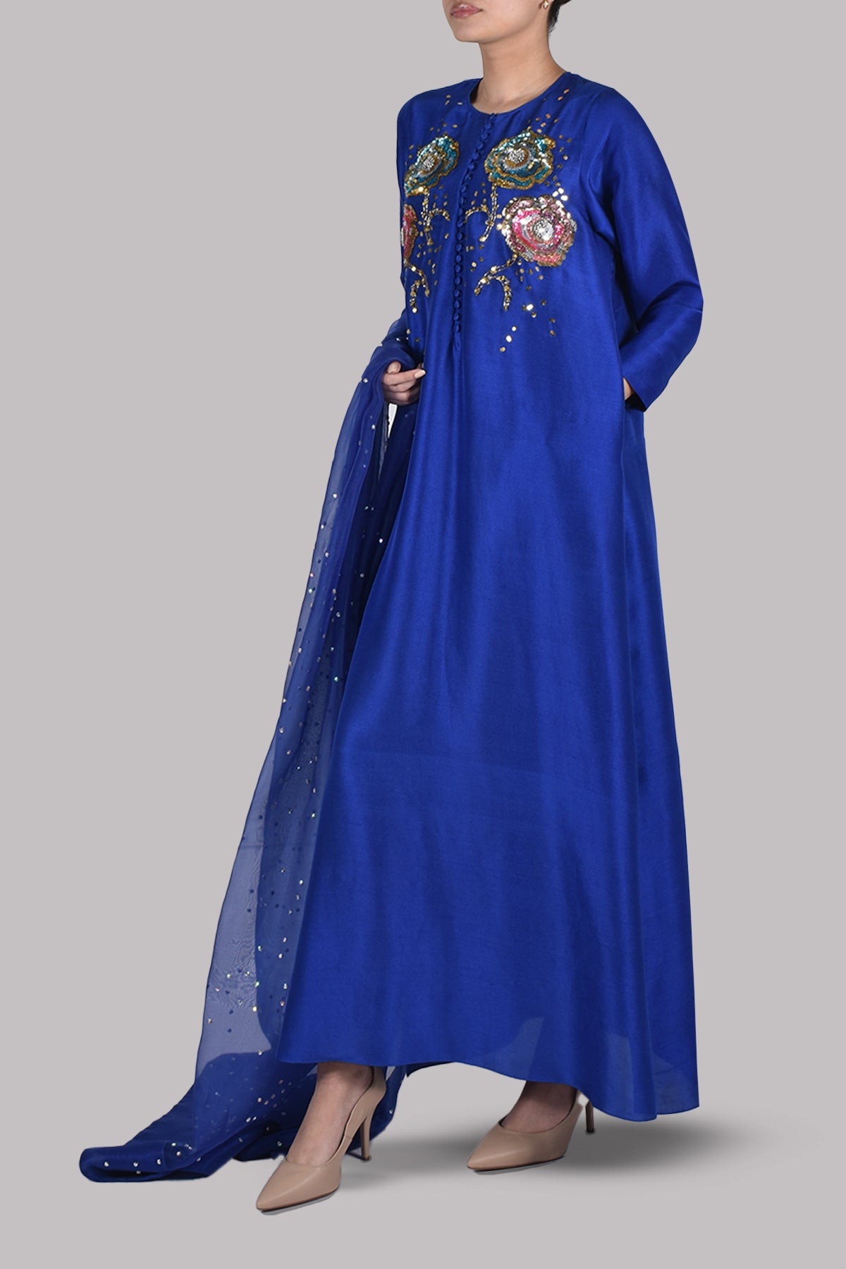 Surf The Web Blue Embellished Maxi Set