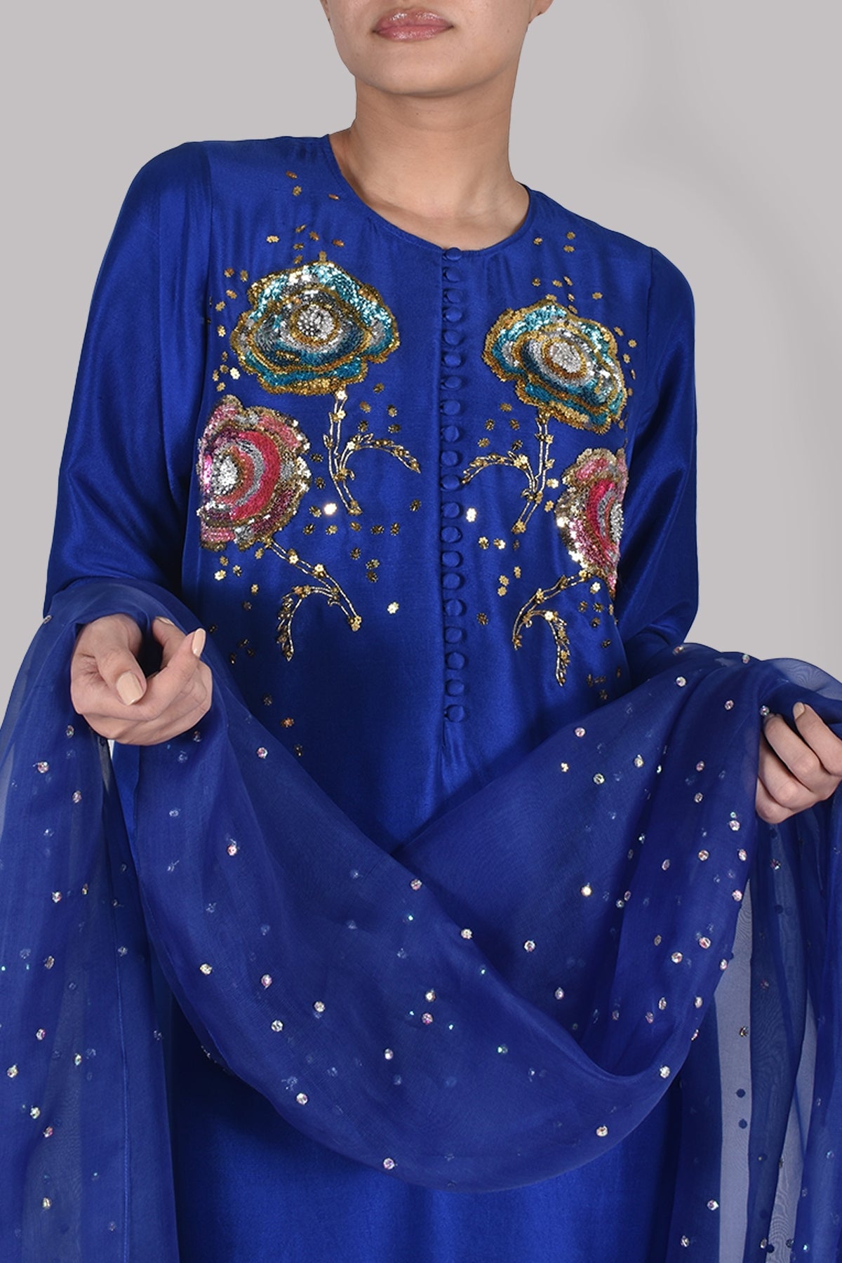 Surf The Web Blue Embellished Maxi Set