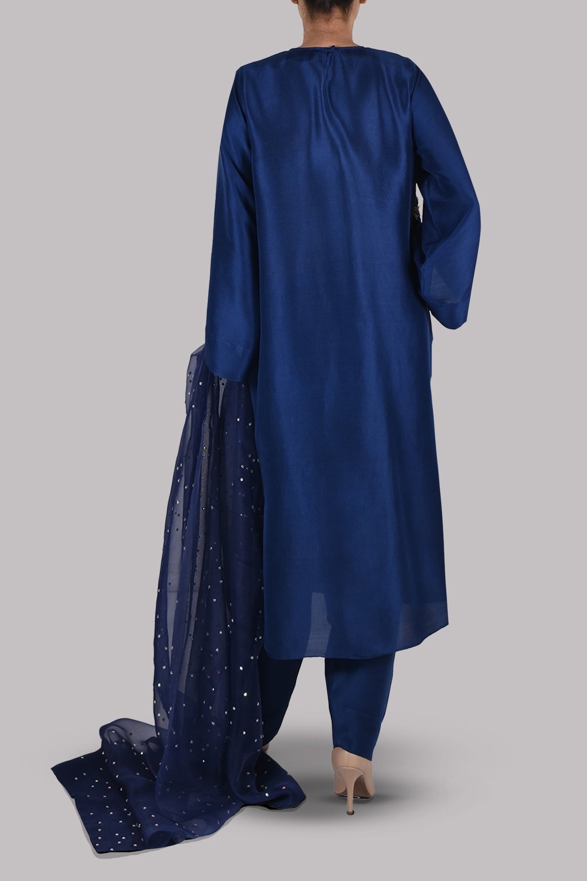Astral Aura Blue Embellished Raw Silk Set
