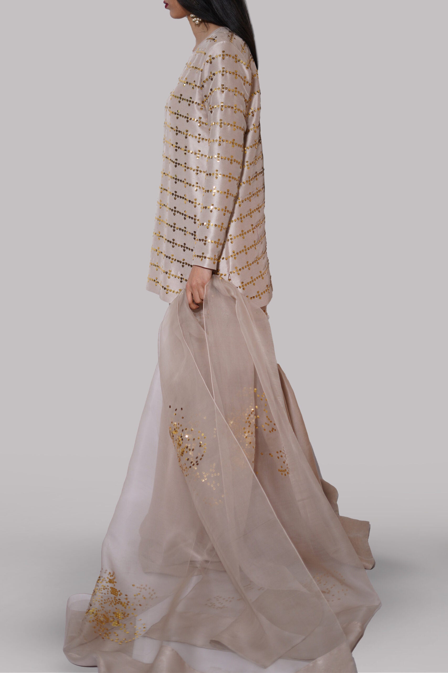French Oak Embellished Raw Silk Set