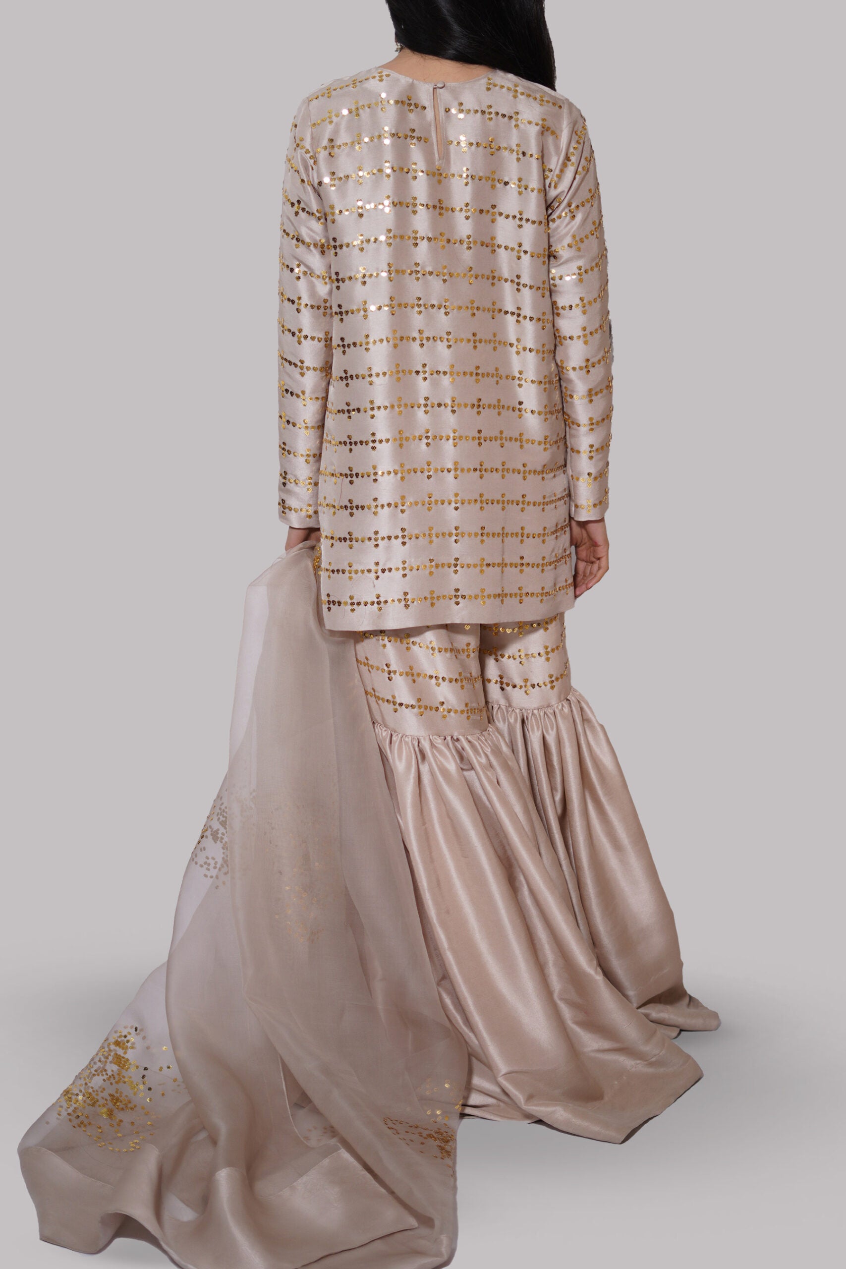 French Oak Embellished Raw Silk Set
