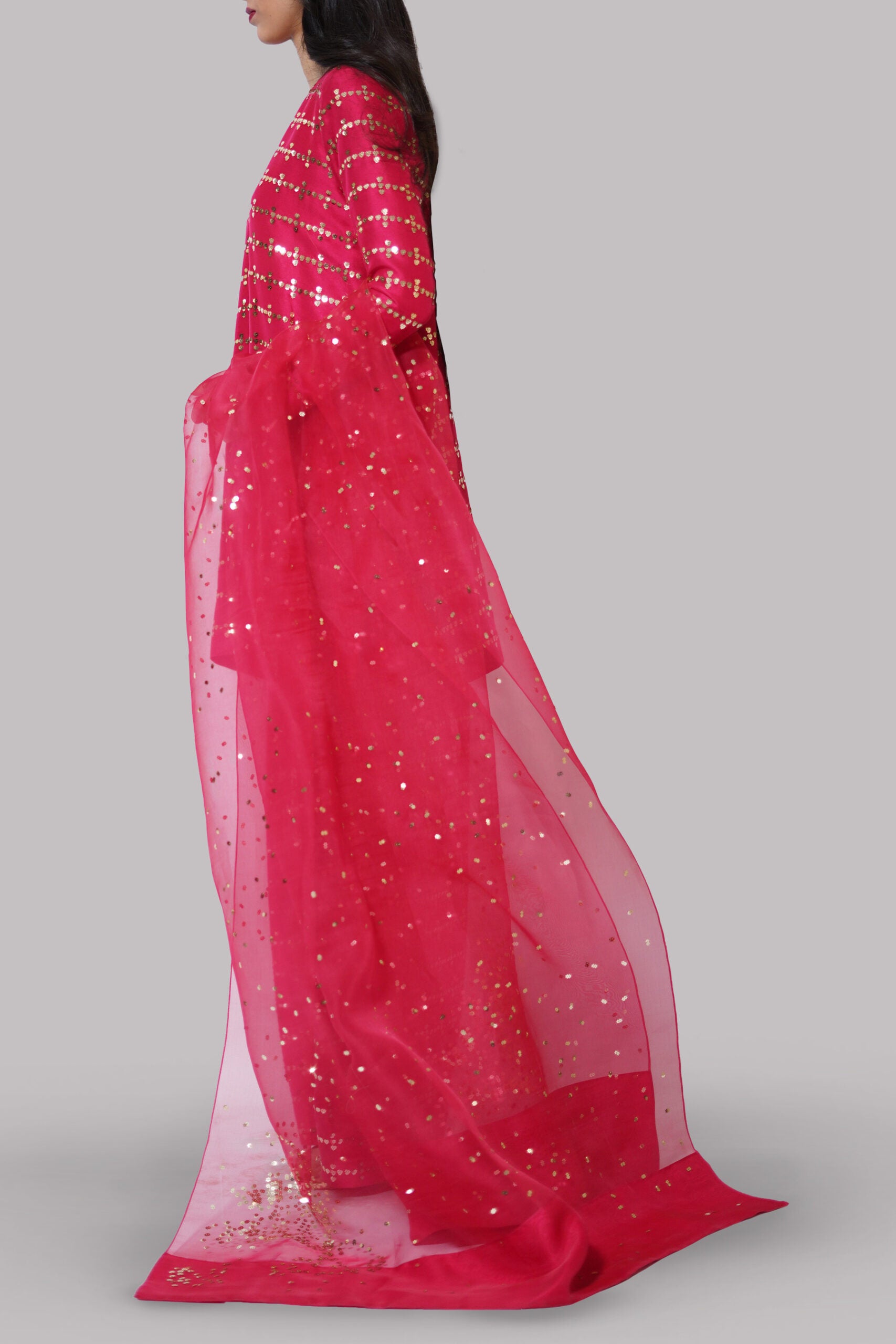 Toreador Red Embellished Raw Silk Set