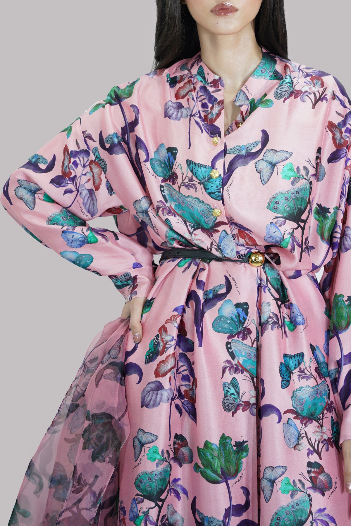 Crystal Rose Printed Raw Silk Set