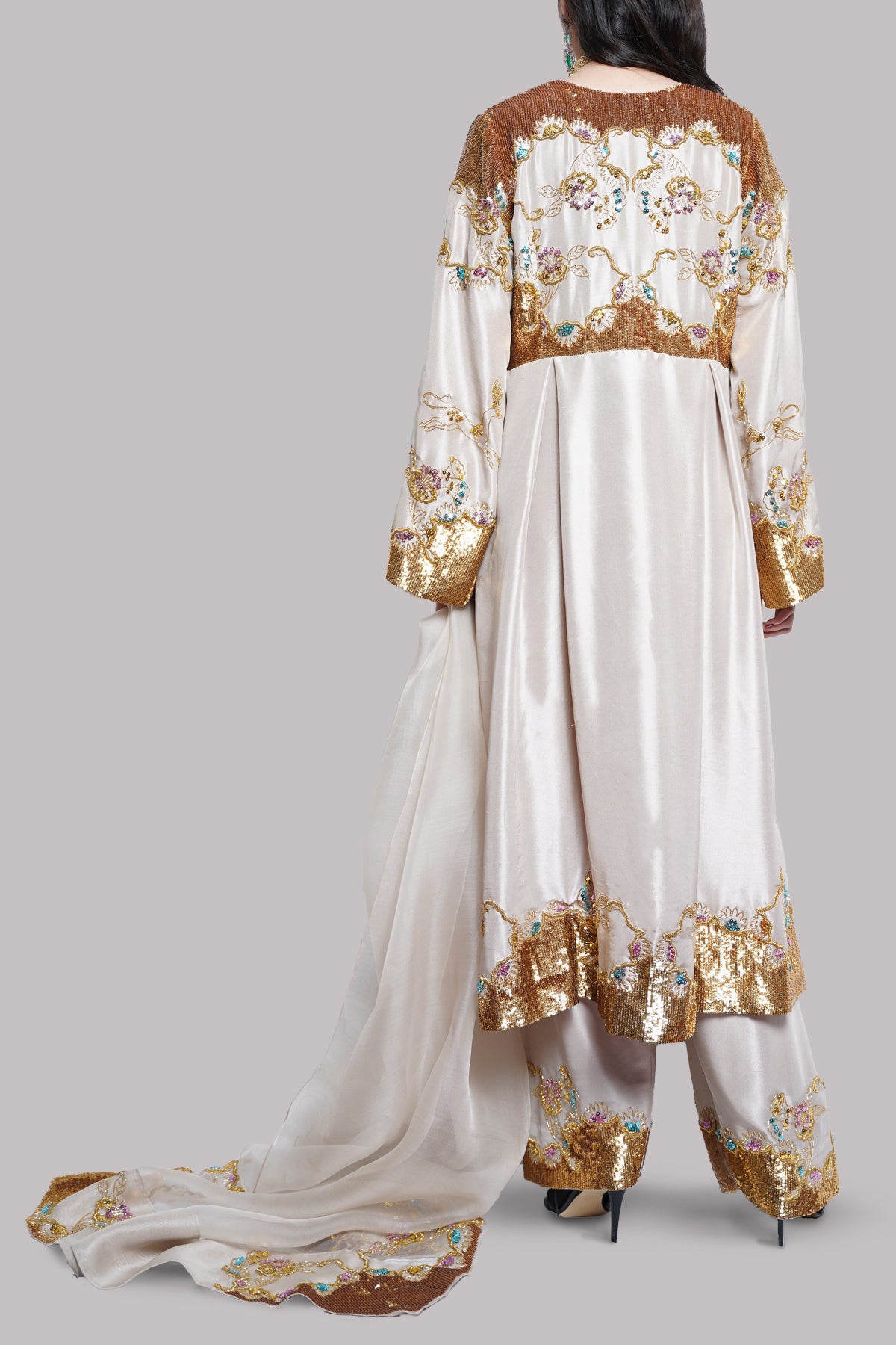 French Oak Embellished Raw Silk Set
