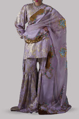 Lilac Embellished Italian Silk Cloqué Set