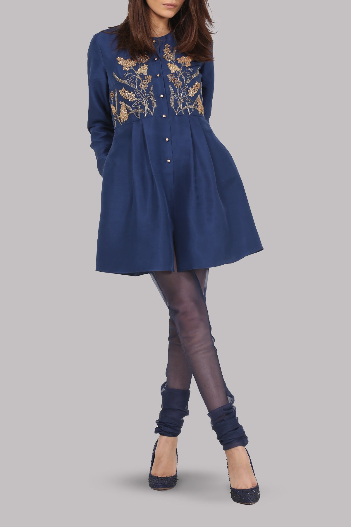 Surf the Web Blue Embellished Peplum Set
