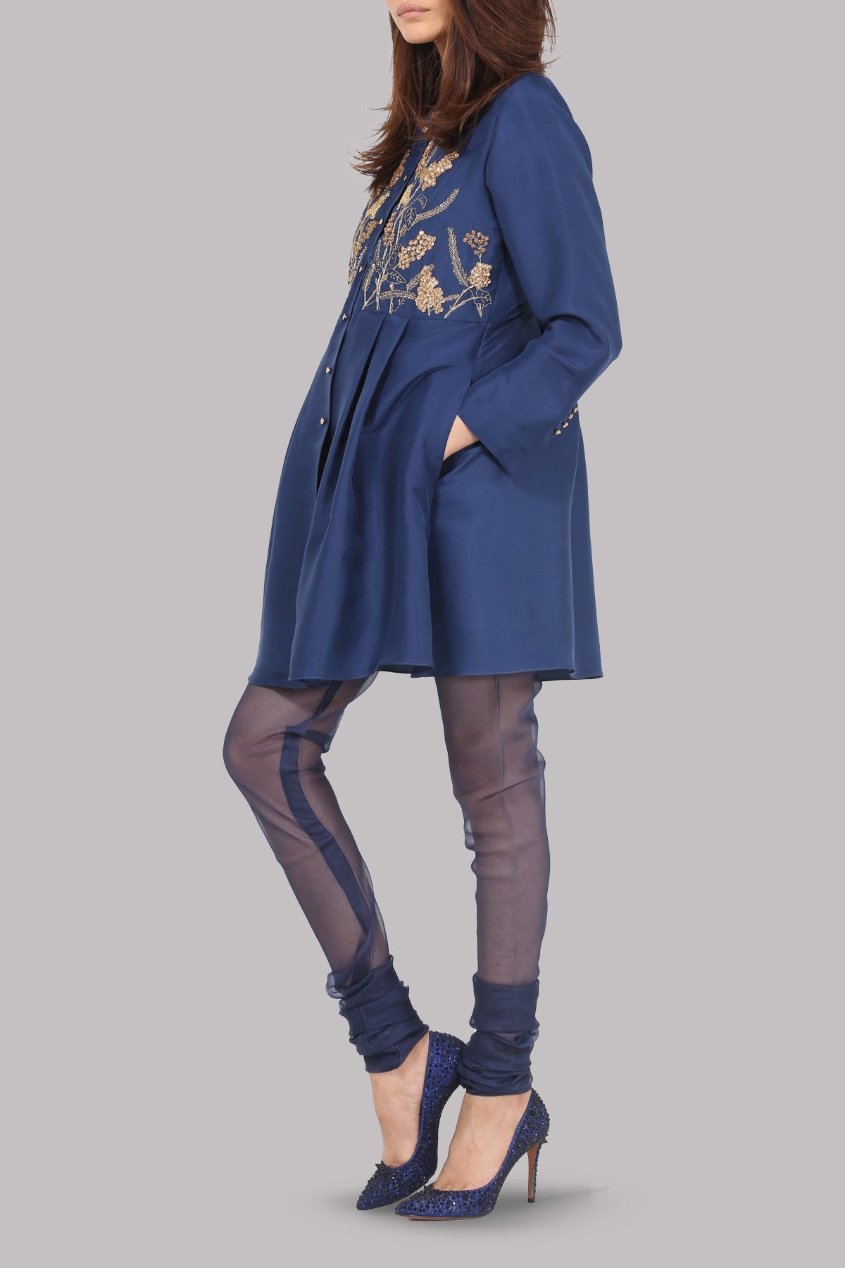 Surf the Web Blue Embellished Peplum Set