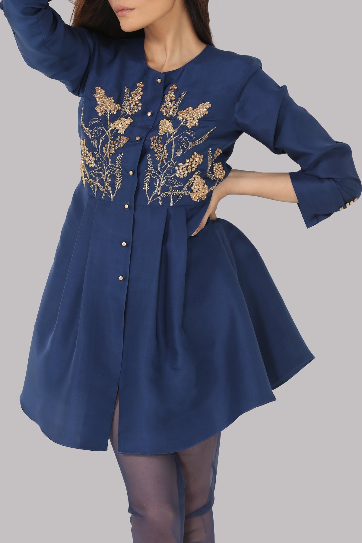 Surf the Web Blue Embellished Peplum Set