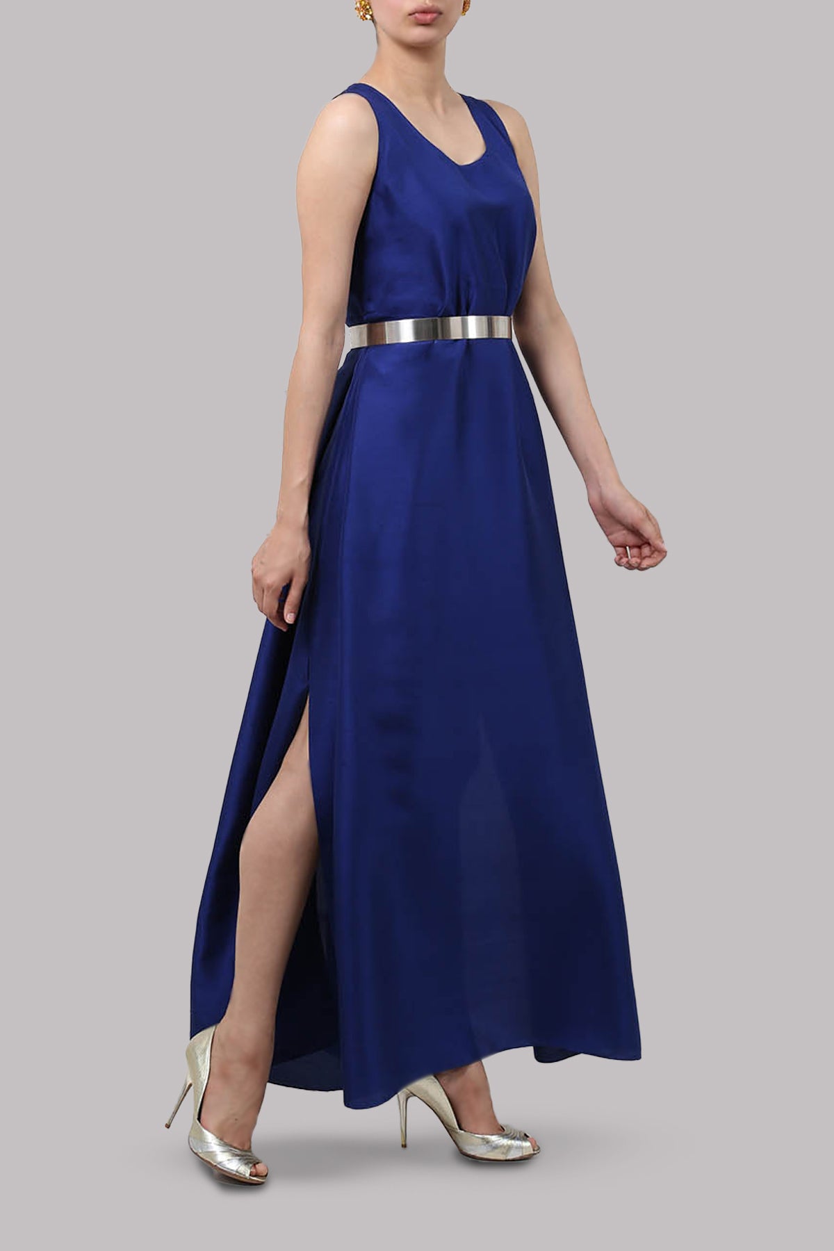 Dazzling Blue Sleeveless Maxi Dress