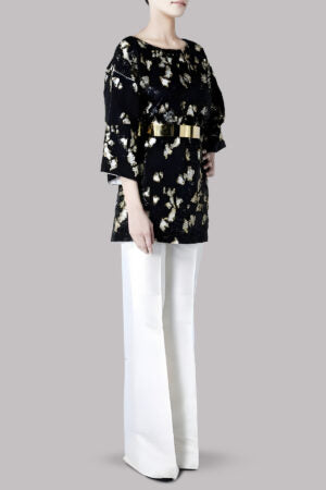 Black Embellished Tunic and Bootcut pants Set