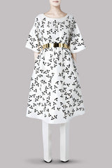 White Embellished Raw Silk Tunic with Straight Pants