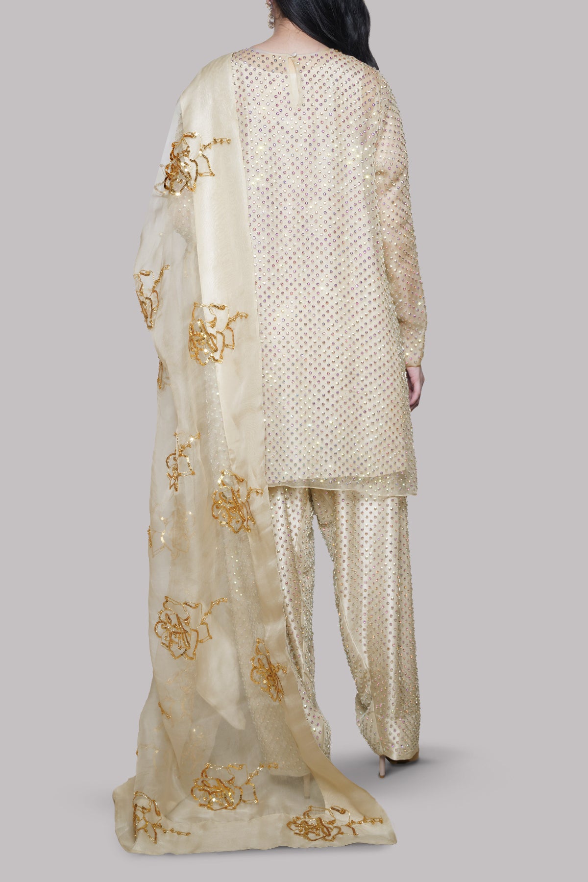 White Swan Embellished Organza Set