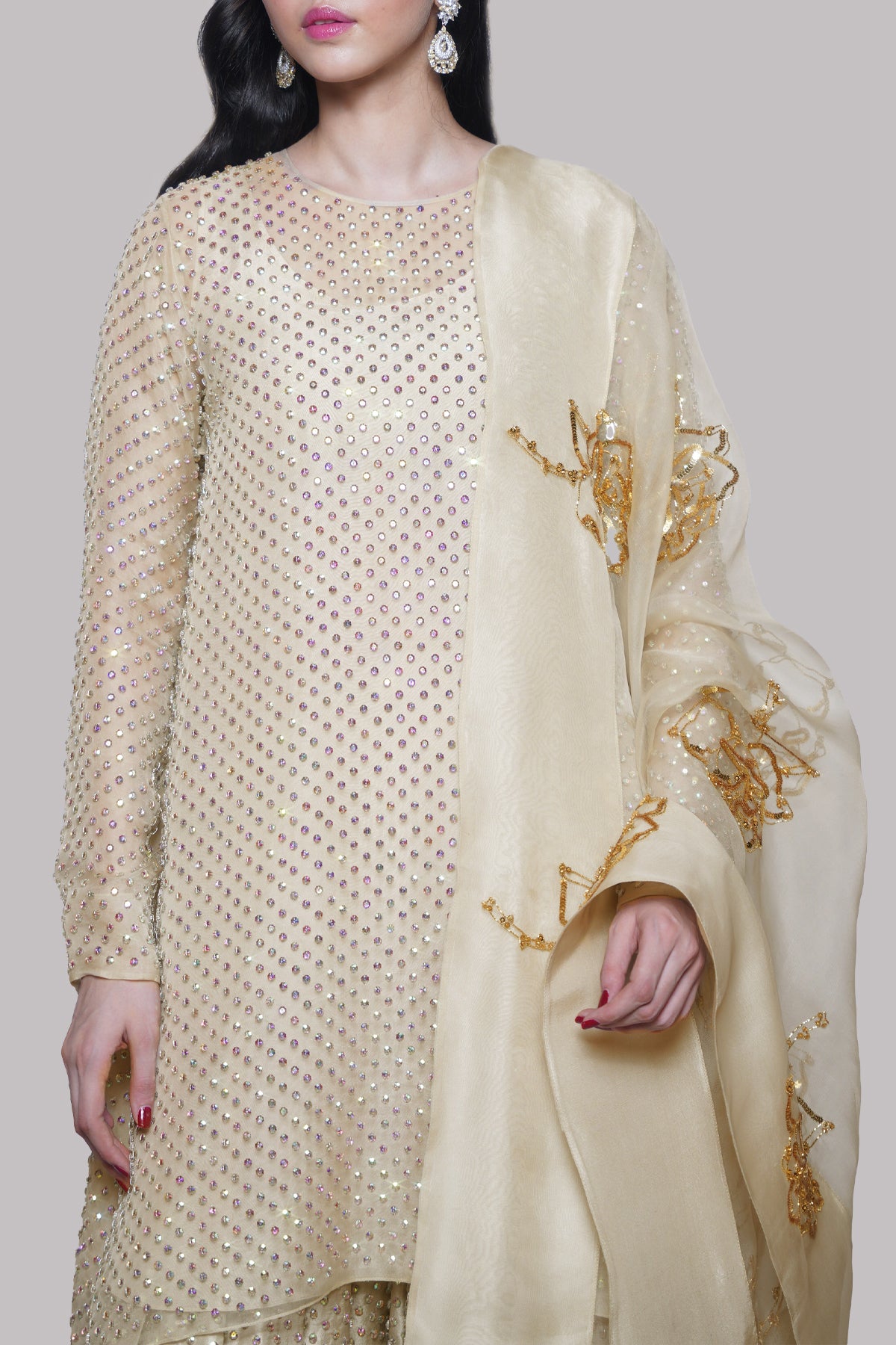 White Swan Embellished Organza Set