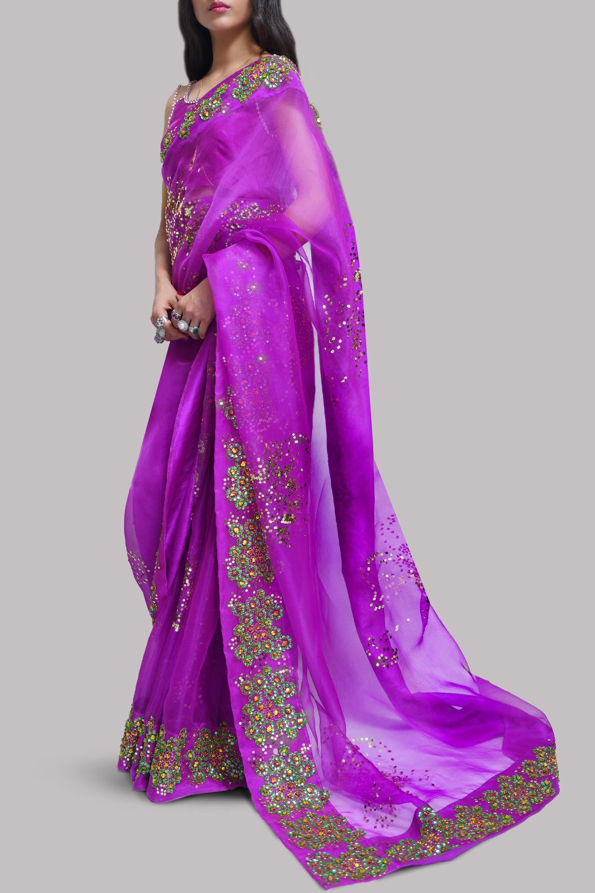Byzantium Embellished Organza Sari
