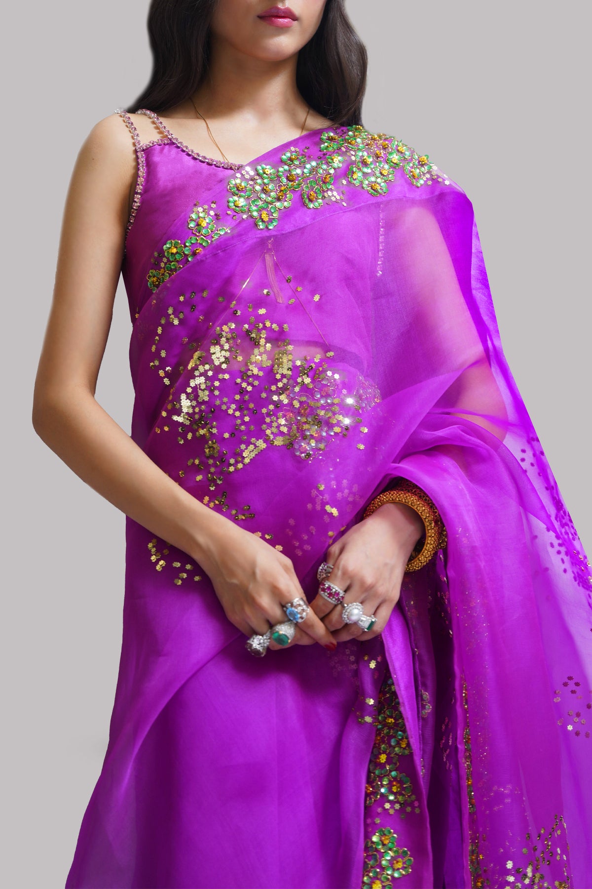 Byzantium Embellished Organza Sari