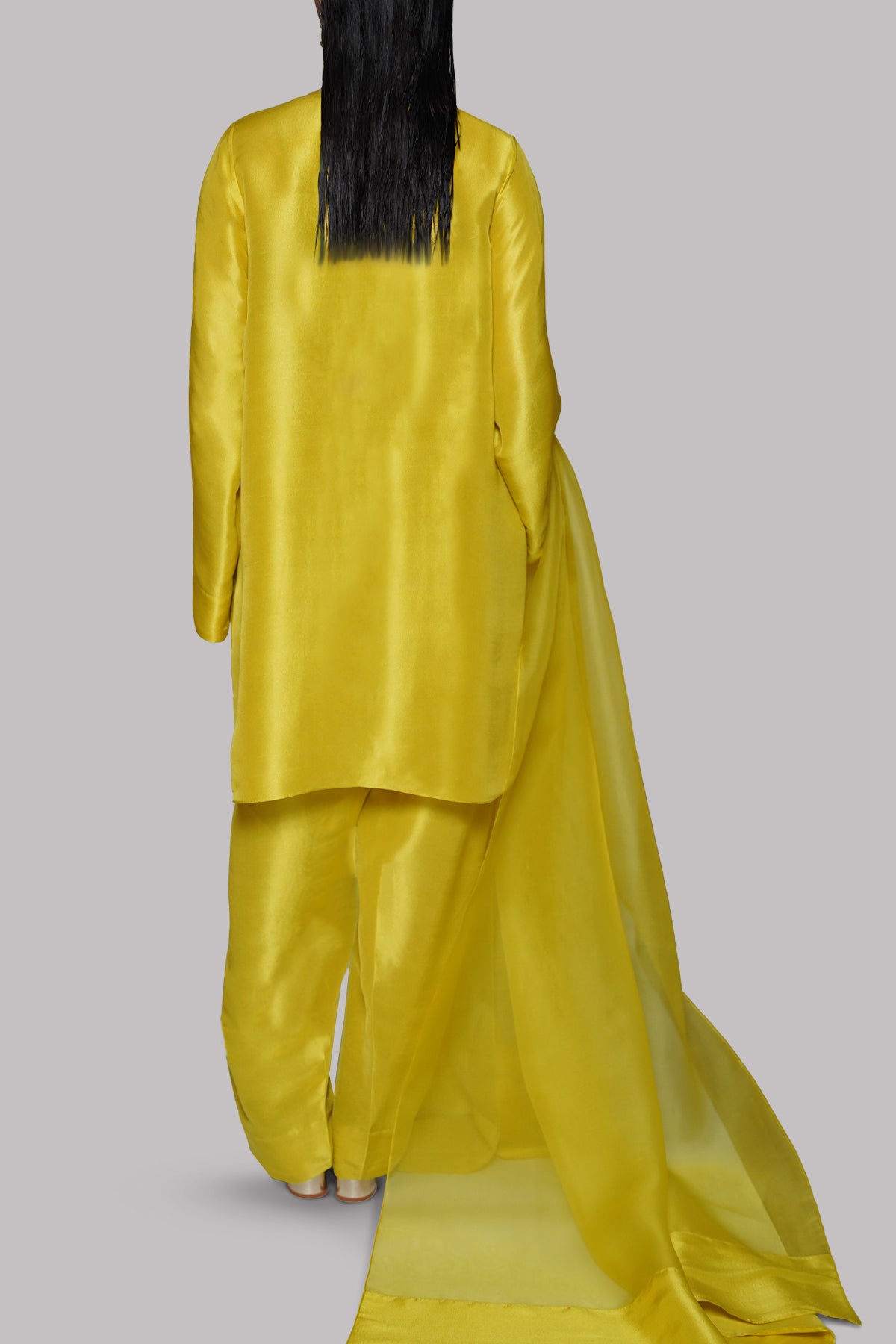 Aurora Yellow Raw Silk Tunic Set