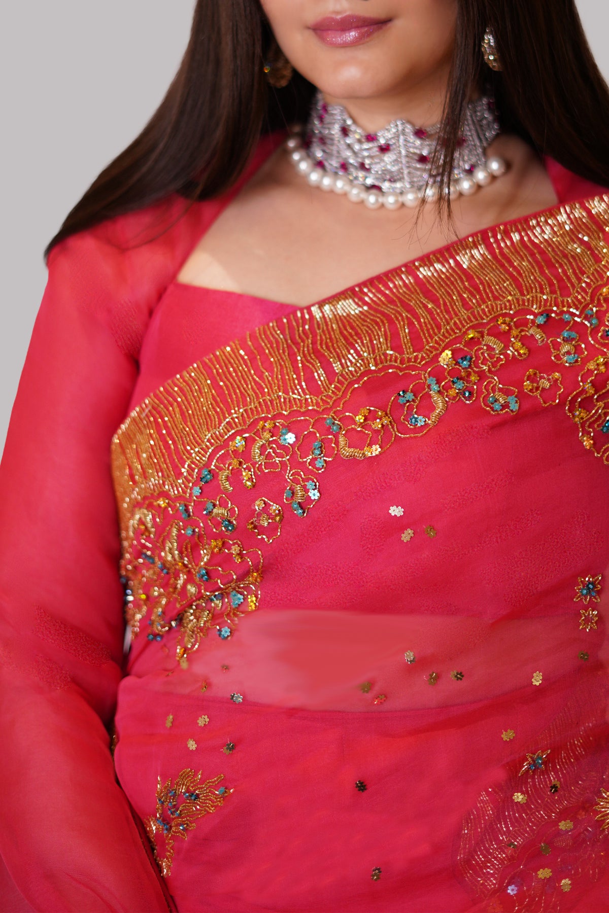 Bittersweet Embellished Organza Sari